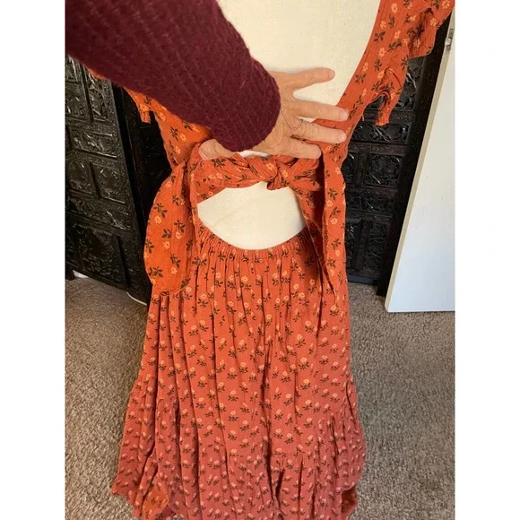 Madewell Rust Floral Midi Dress - Picture 5 of 12